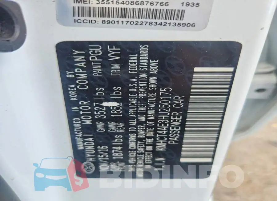 KMHCT4AE3HU250175 Photo# 12