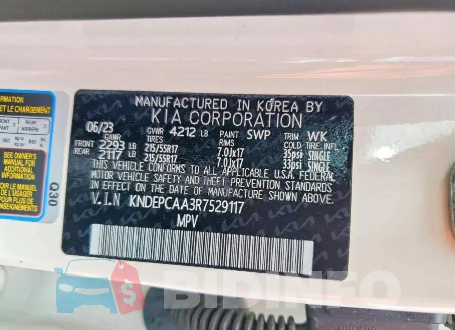 KNDEPCAA3R7529117 Photo# 14
