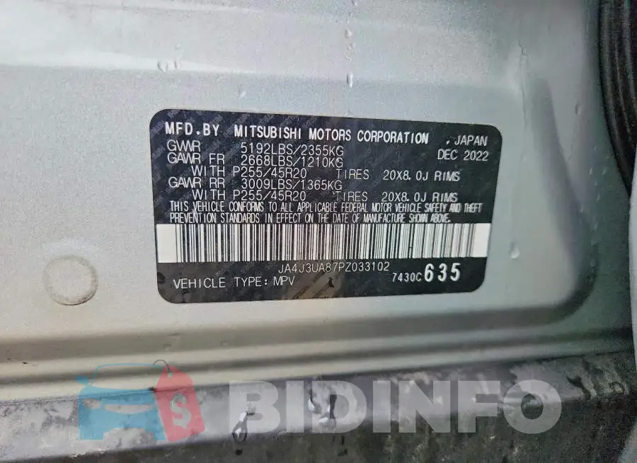 JA4J3UA87PZ033102 Photo# 13