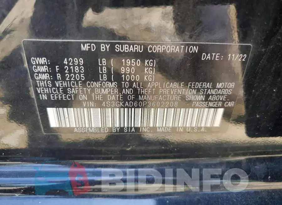 4S3GKAD60P3602208 Photo# 12