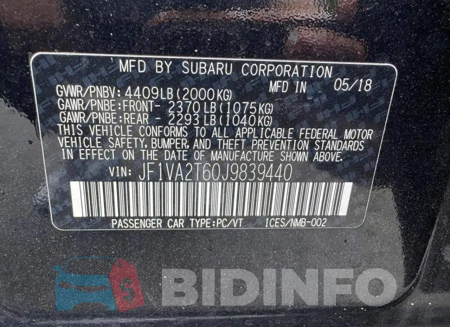 JF1VA2T60J9839440 Photo# 10