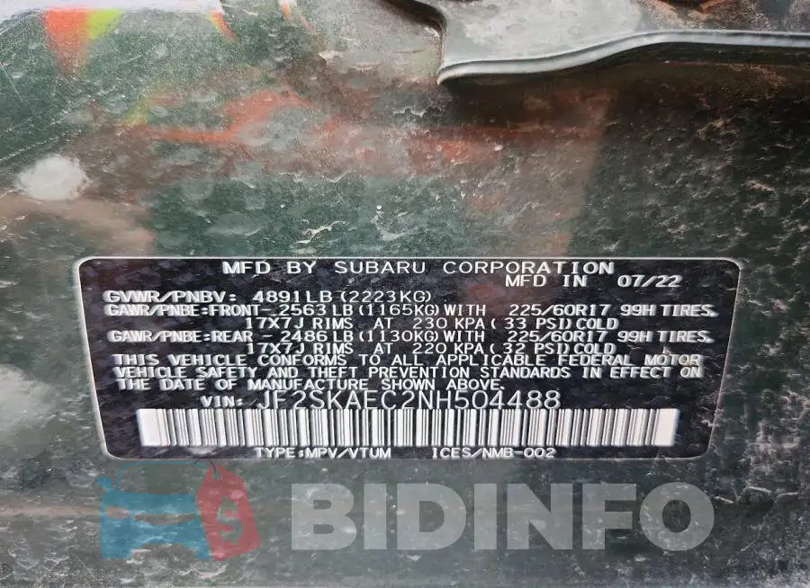 JF2SKAEC2NH504488 Photo# 13