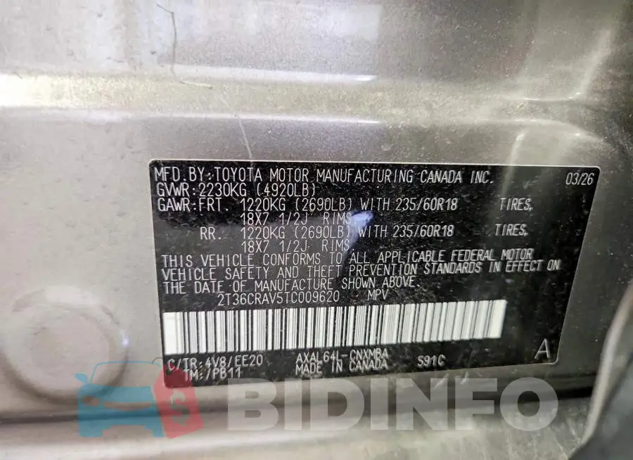 2T36CRAV5TC009620 Photo# 13