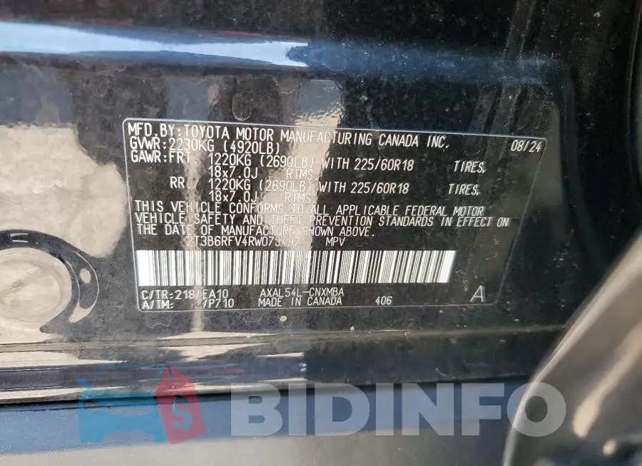 2T3B6RFV4RW073492 Photo# 13