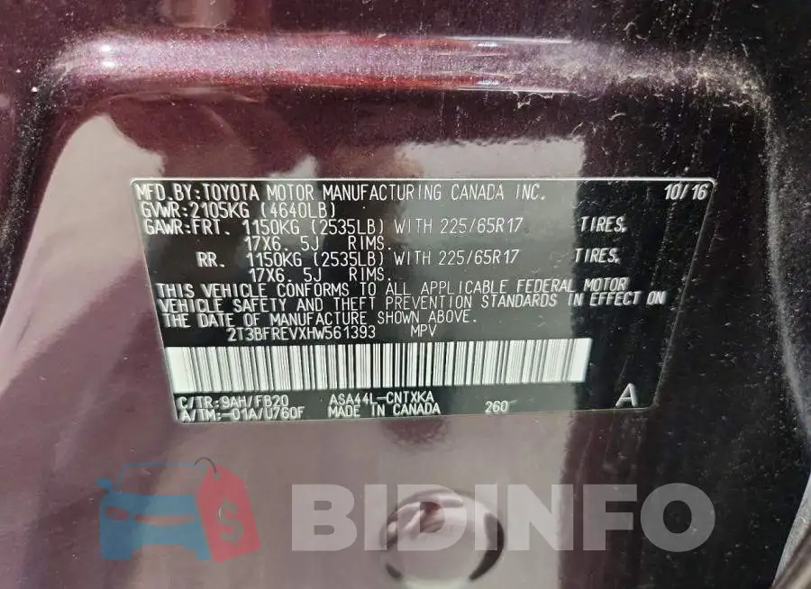 2T3BFREVXHW561393 Photo# 13