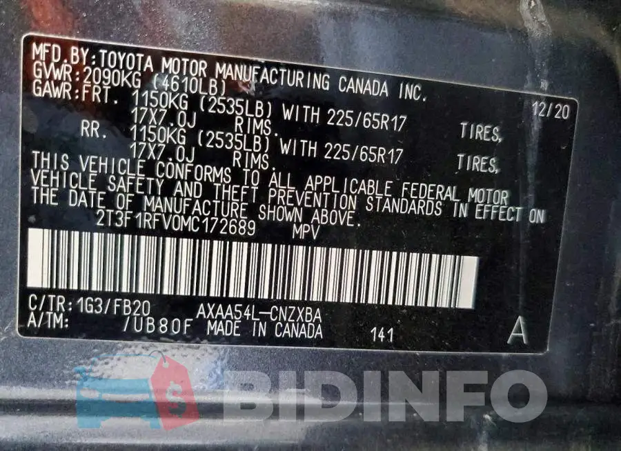 2T3F1RFV0MC172689 Photo# 12