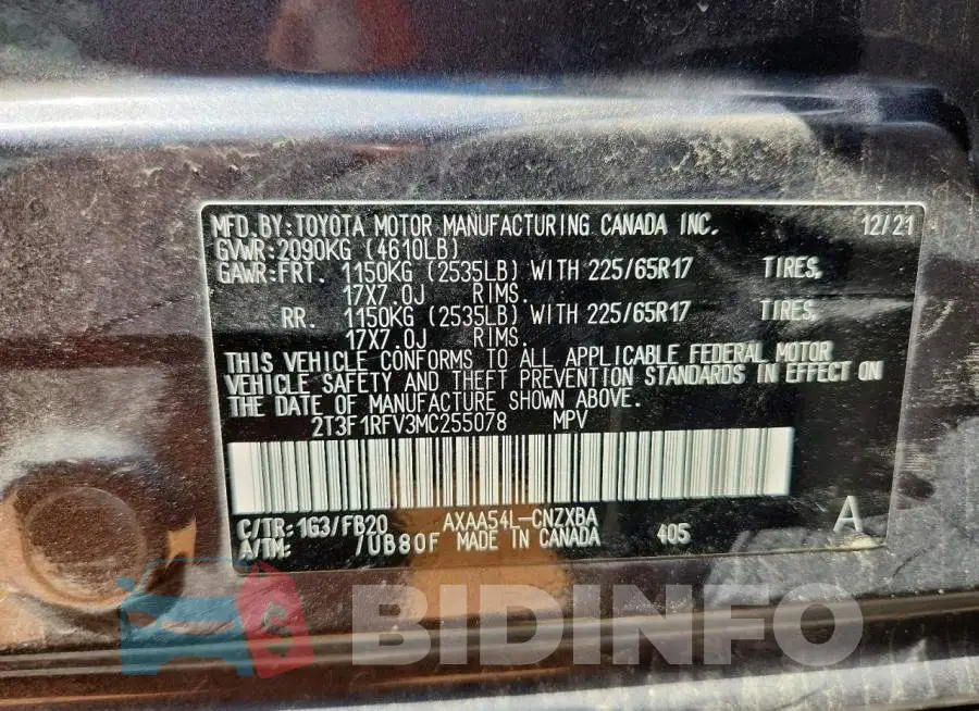2T3F1RFV3MC255078 Photo# 13