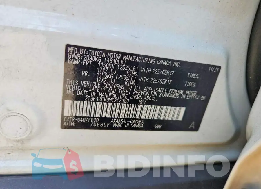 2T3F1RFV9MC247180 Photo# 13