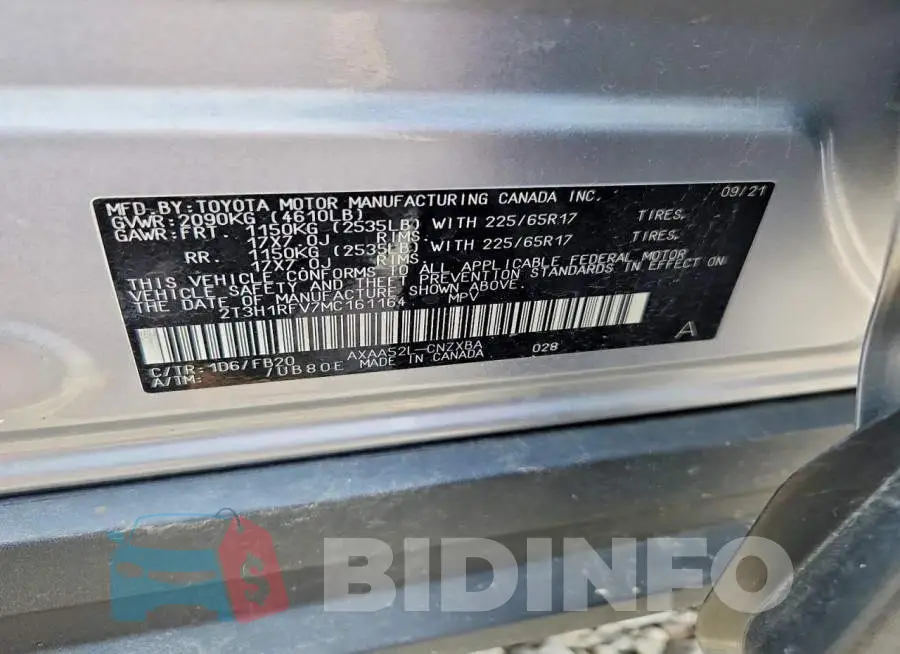 2T3H1RFV7MC161164 Photo# 14