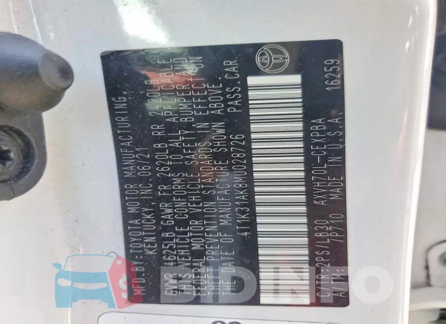 4T1K31AK8MU028726 Photo# 13