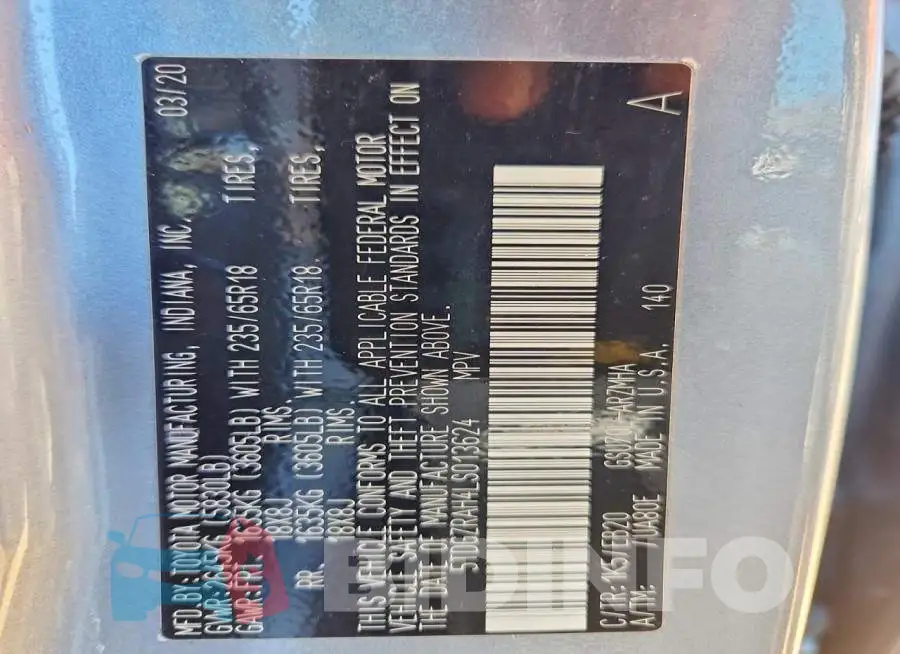 5TDGZRAH4LS013624 Photo# 13