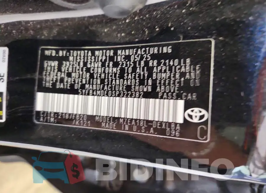 5YFB4MDE0SP322382 Photo# 13