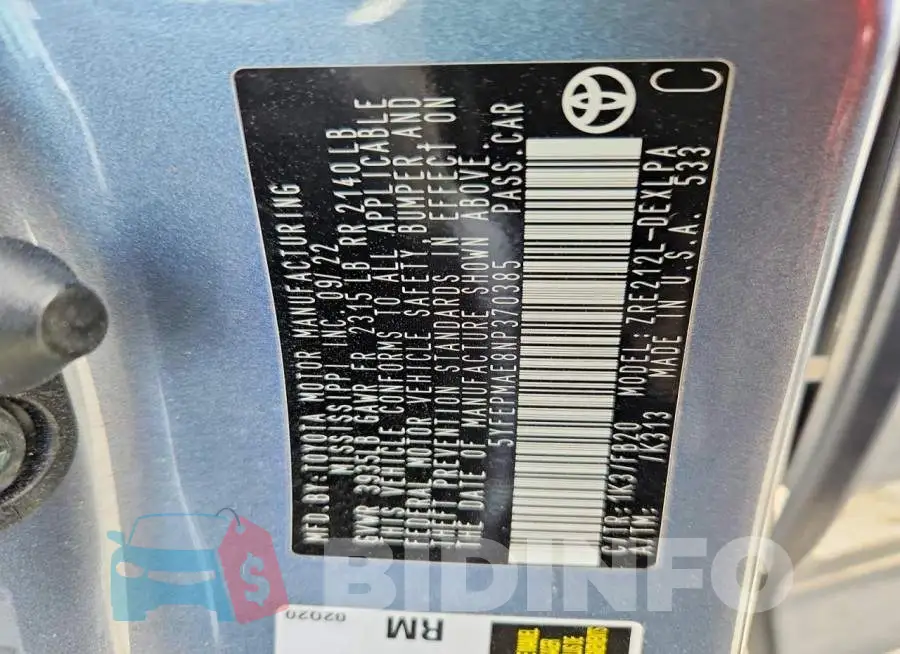5YFEPMAE8NP370385 Photo# 12