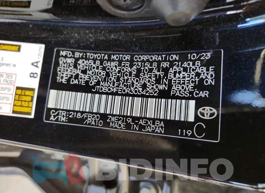 JTDBCMFE0R3034252 Photo# 12