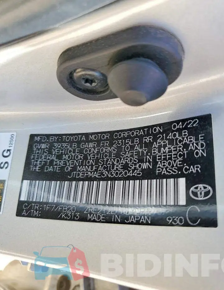 JTDEPMAE3N3020445 Photo# 12