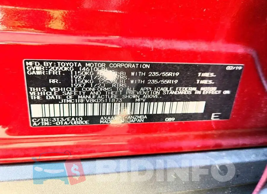 JTMC1RFV8KD511873 Photo# 13