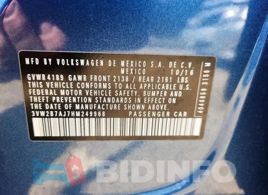 3VW2B7AJ7HM249968 Photo# 12