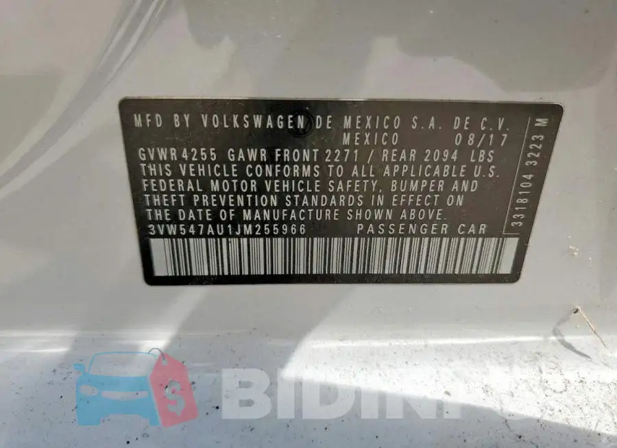 3VW547AU1JM255966 Photo# 12
