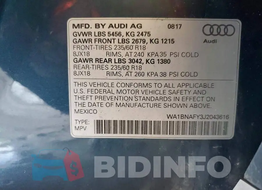 WA1BNAFY3J2043616 Photo# 13