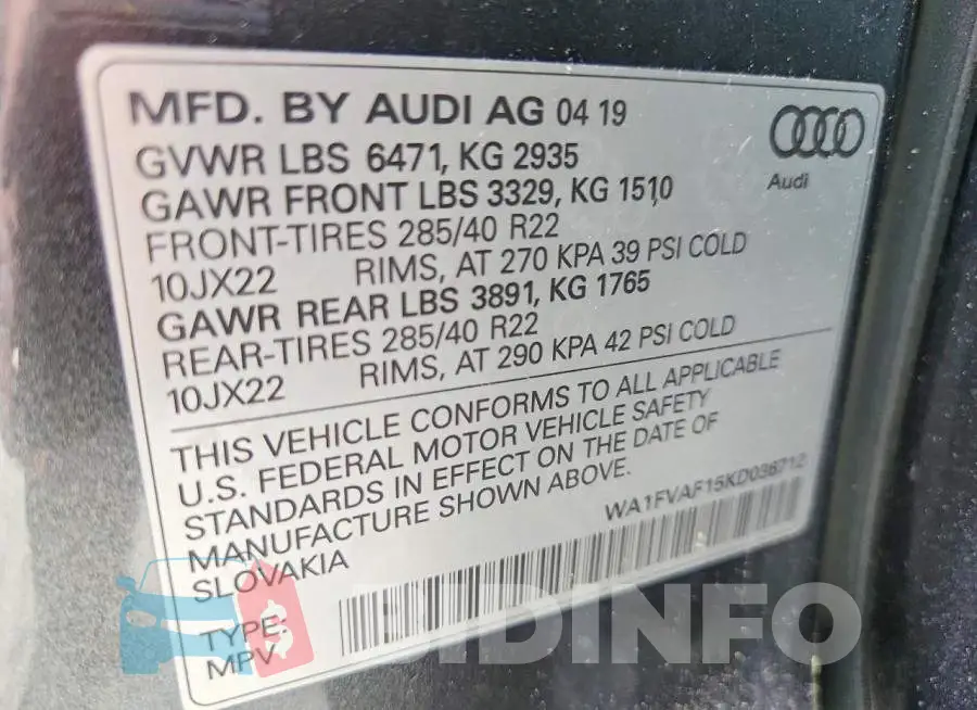 WA1FVAF15KD036712 Photo# 14