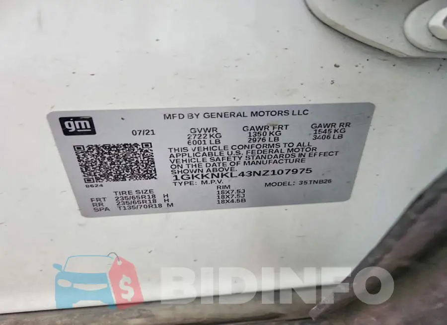 1GKKNKL43NZ107975 Photo# 14