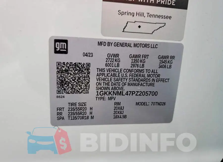 1GKKNML47PZ205700 Photo# 13