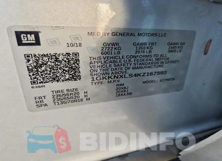 1GKKNXLS4KZ167593 Photo# 13