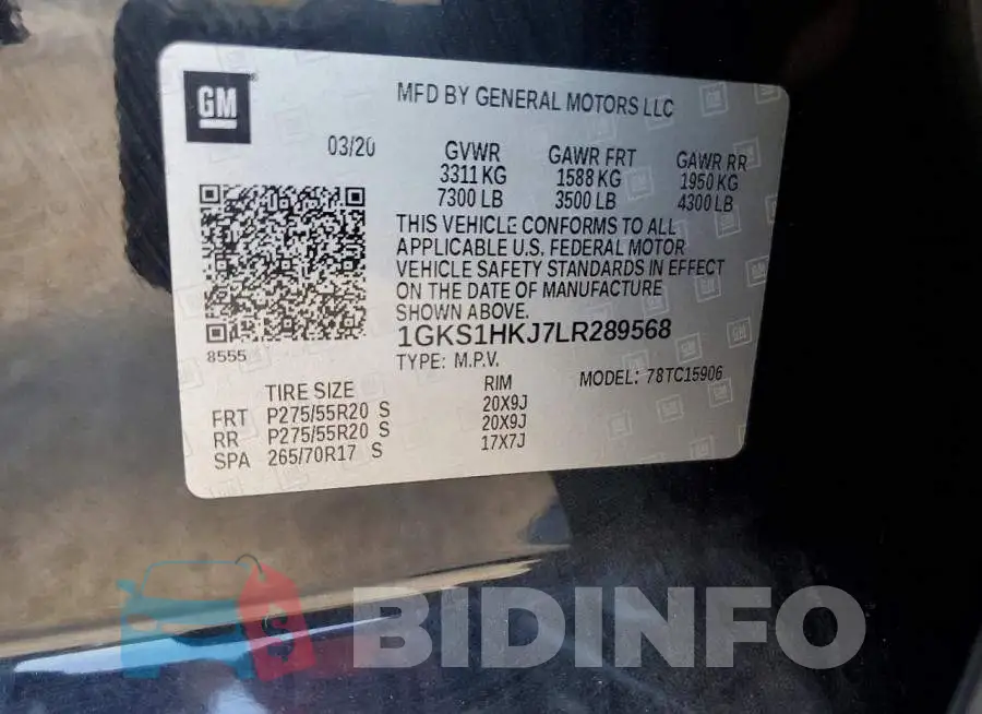 1GKS1HKJ7LR289568 Photo# 13
