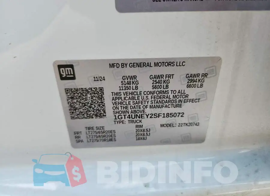 1GT4UNEY2SF185072 Photo# 12