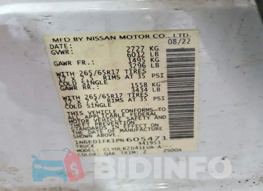 1N6ED1FK1PN605471 Photo# 13