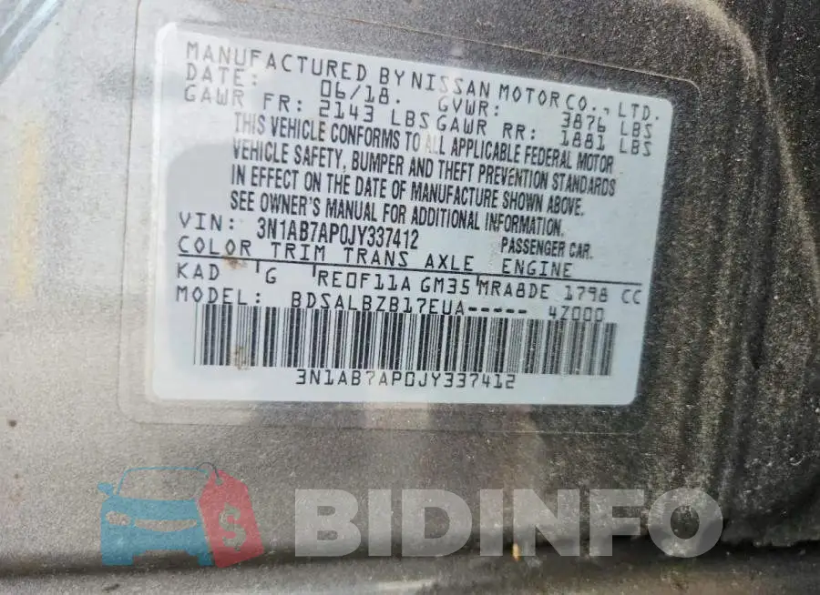 3N1AB7AP0JY337412 Photo# 12
