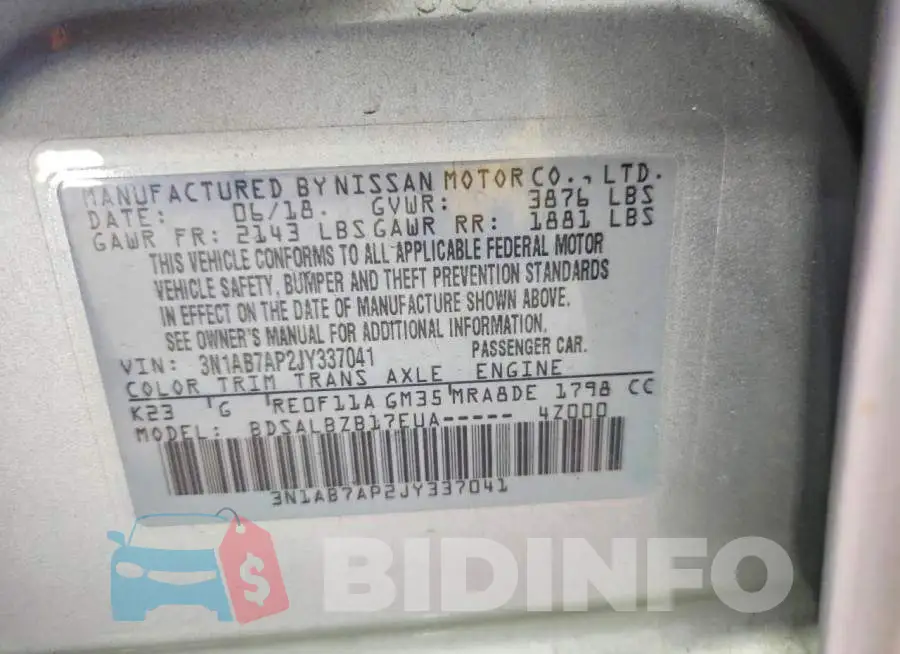 3N1AB7AP2JY337041 Photo# 12
