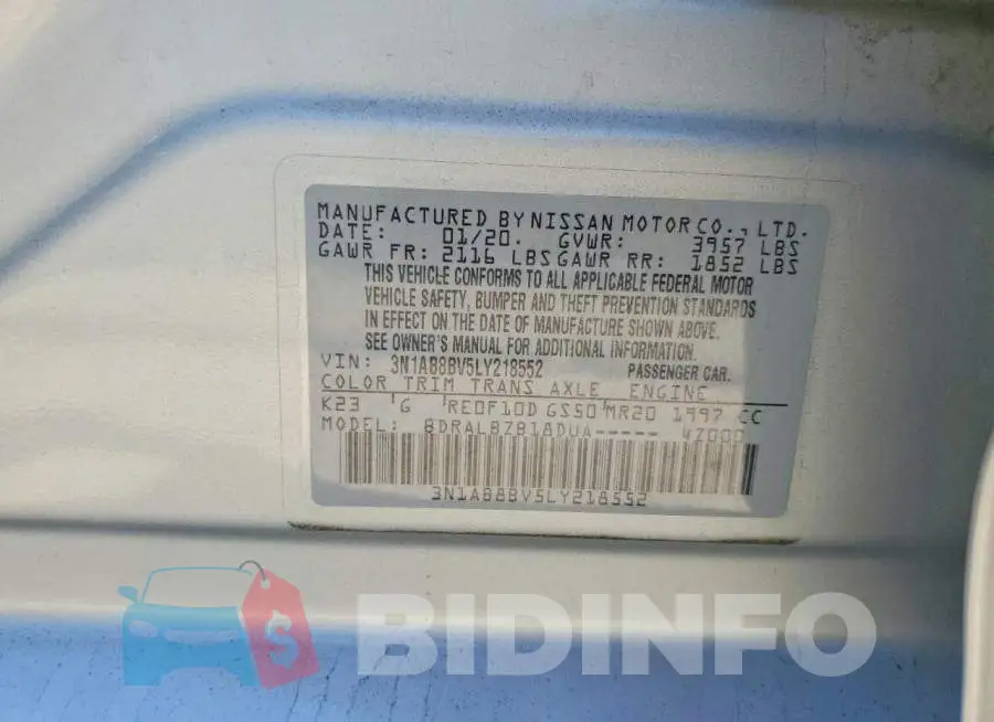 3N1AB8BV5LY218552 Photo# 12