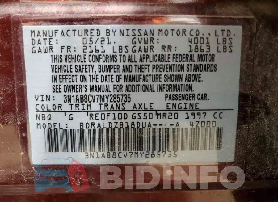 3N1AB8CV7MY285735 Photo# 13
