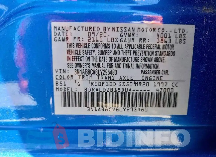 3N1AB8CV8LY295480 Photo# 13