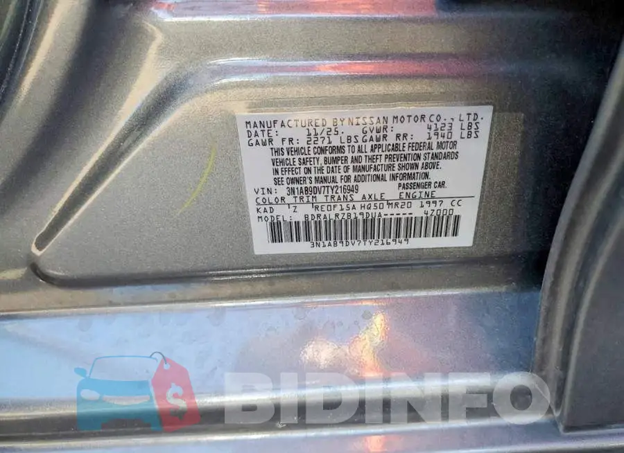 3N1AB9DV7TY216949 Photo# 13