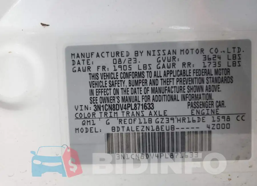 3N1CN8DV4PL871633 Photo# 12