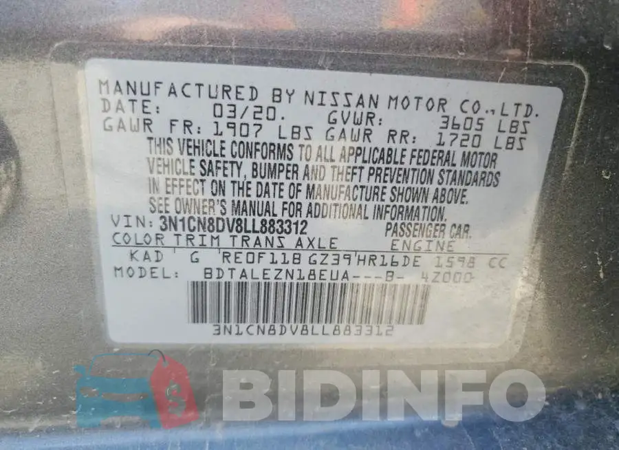 3N1CN8DV8LL883312 Photo# 12