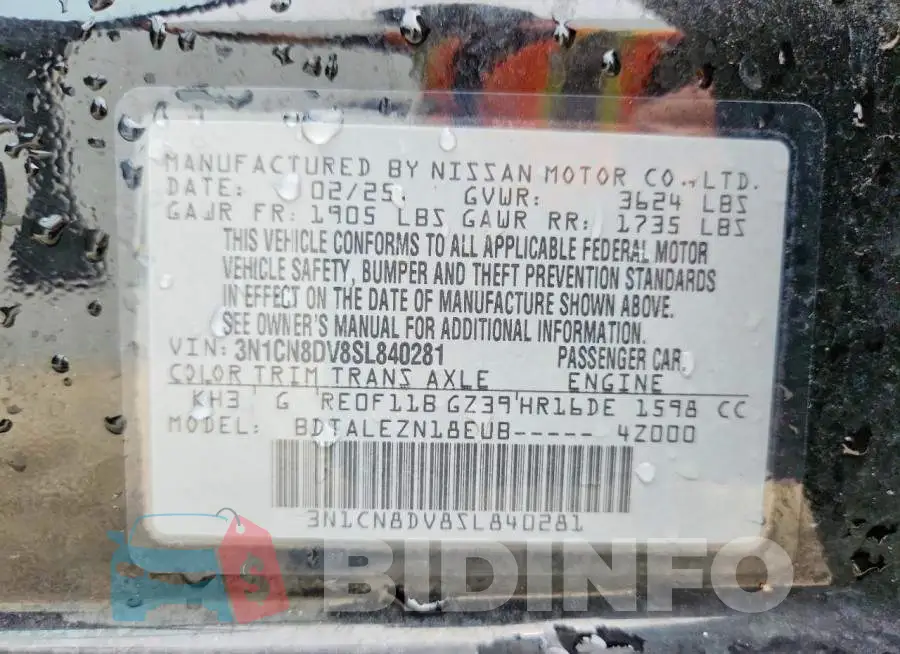 3N1CN8DV8SL840281 Photo# 12