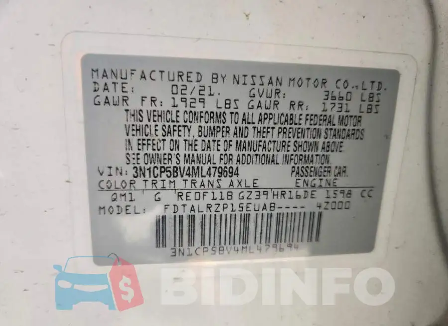 3N1CP5BV4ML479694 Photo# 12
