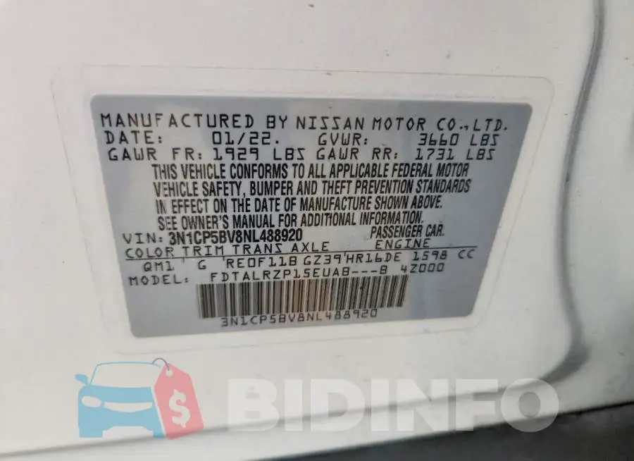 3N1CP5BV8NL488920 Photo# 13