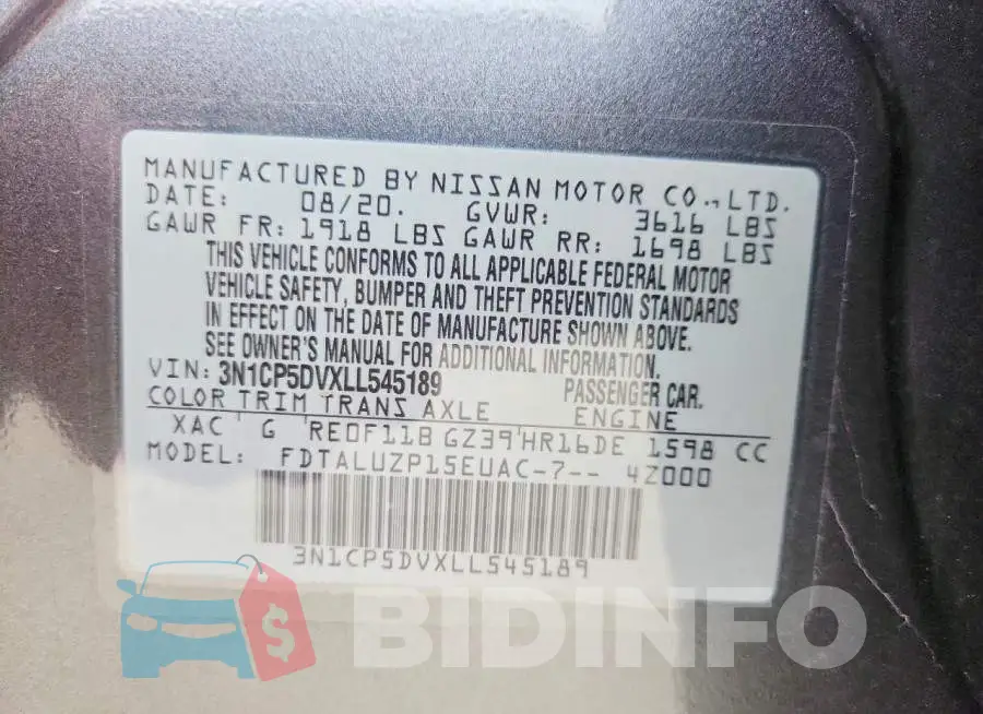 3N1CP5DVXLL545189 Photo# 12