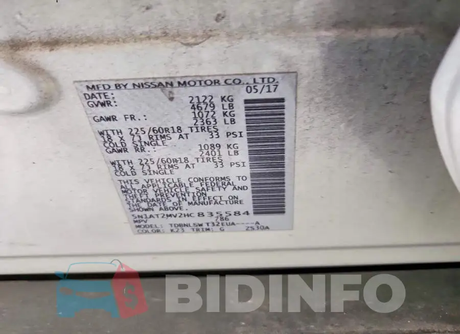 5N1AT2MV2HC835584 Photo# 13