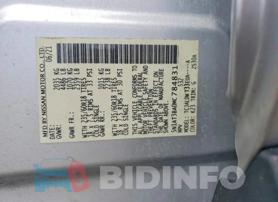 5N1AT3BA0MC784831 Photo# 13
