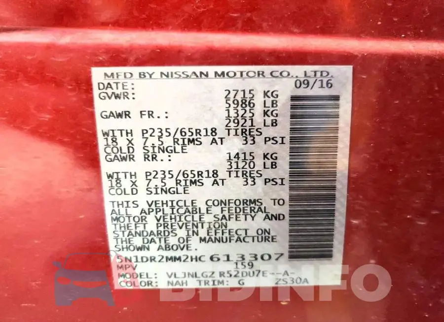 5N1DR2MM2HC613307 Photo# 13
