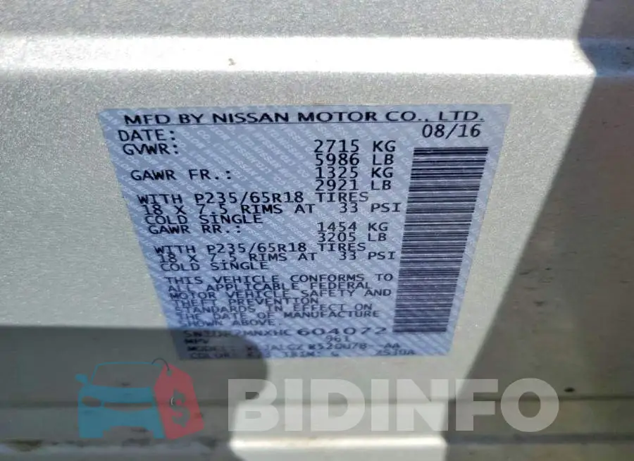 5N1DR2MNXHC604072 Photo# 14