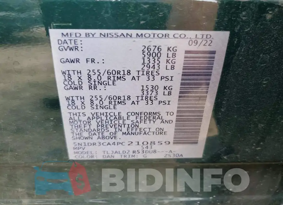 5N1DR3CA4PC210859 Photo# 13