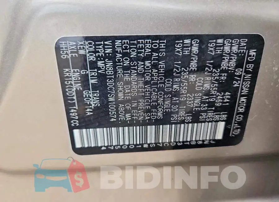 JN8BT3DC7SW100574 Photo# 14
