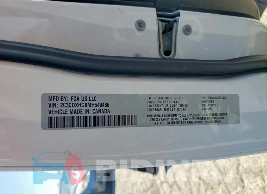 2C3CDXHG8MH540486 Photo# 12