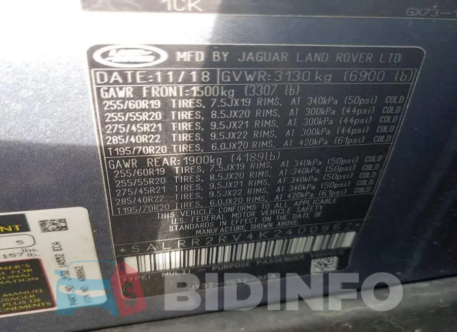 SALRR2RV4K2400862 Photo# 13